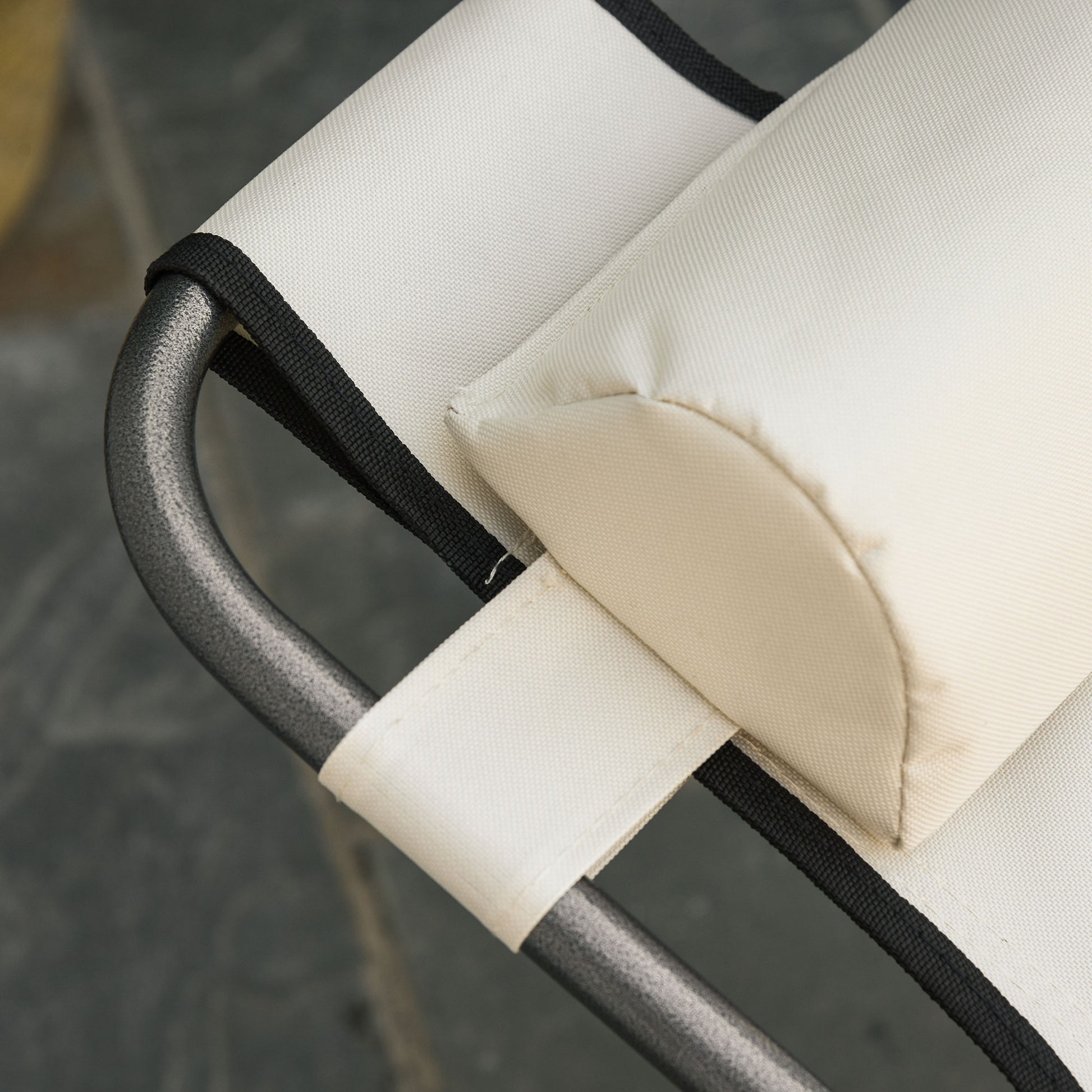 Cream White Folding Chaise Lounge Chair - Outdoor Patio Seating