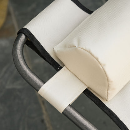 Cream White Folding Chaise Lounge Chair - Outdoor Patio Seating