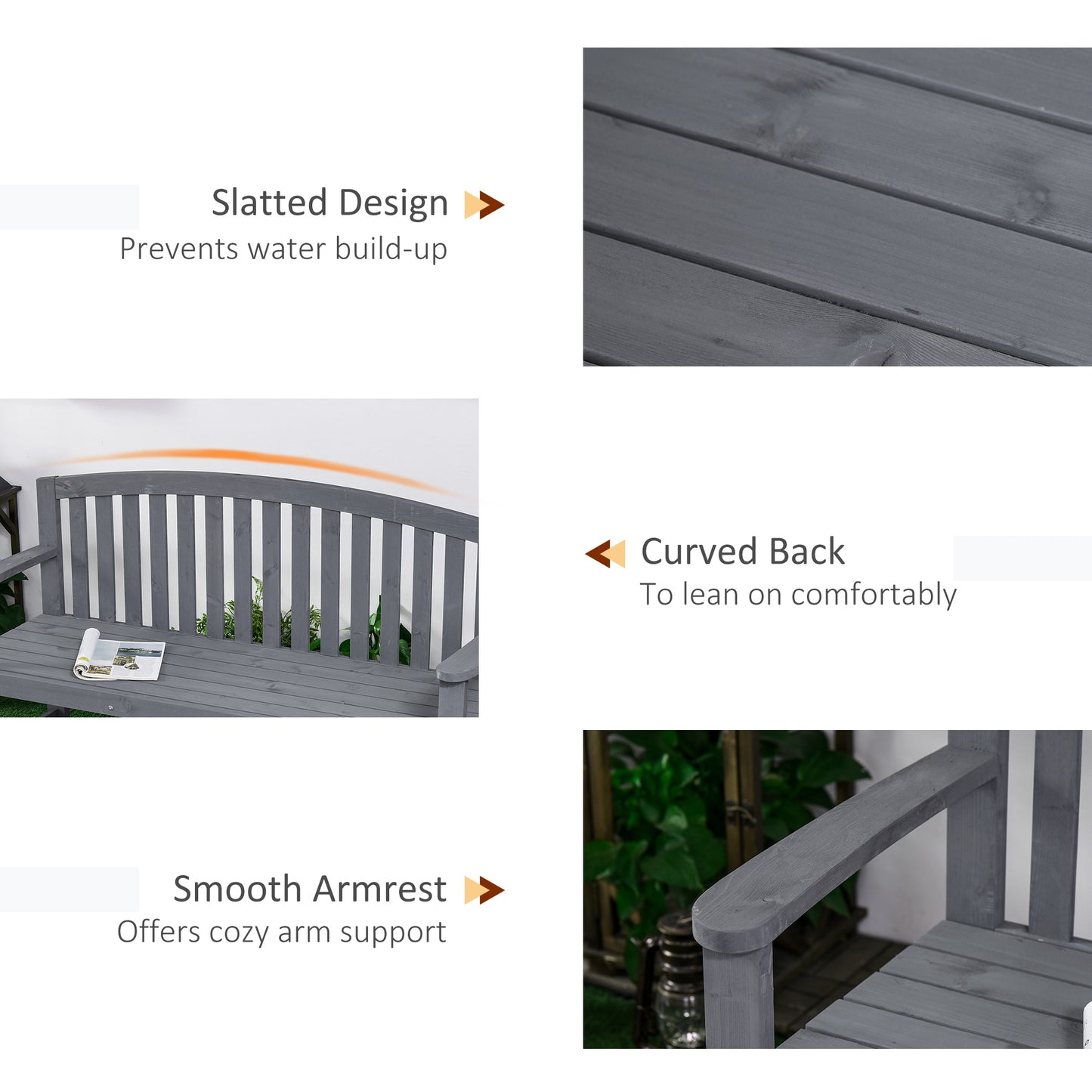 Gray Wood 2-Seater Patio Bench - Porch & Garden Design