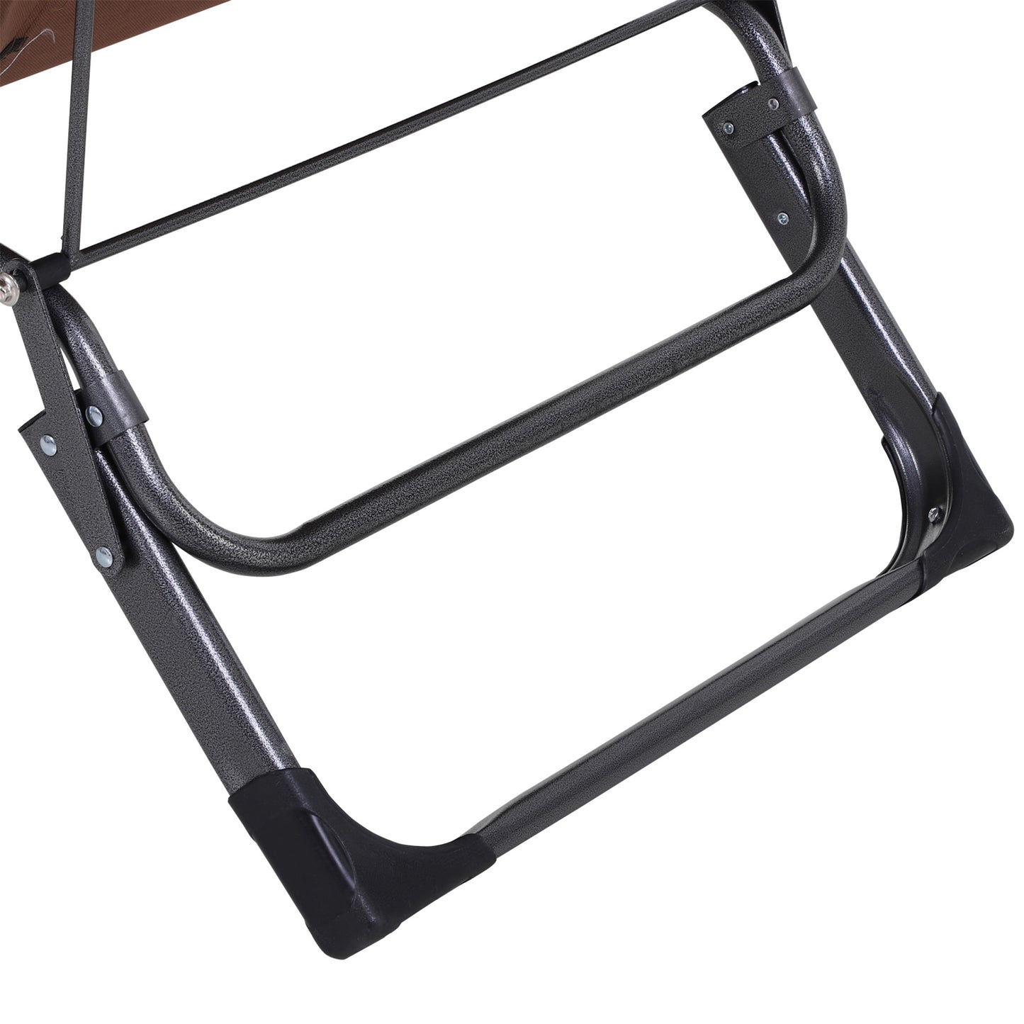 Folding Chaise Lounge - Brown Metal, 2-in-1 Tanning Chair for Outdoor