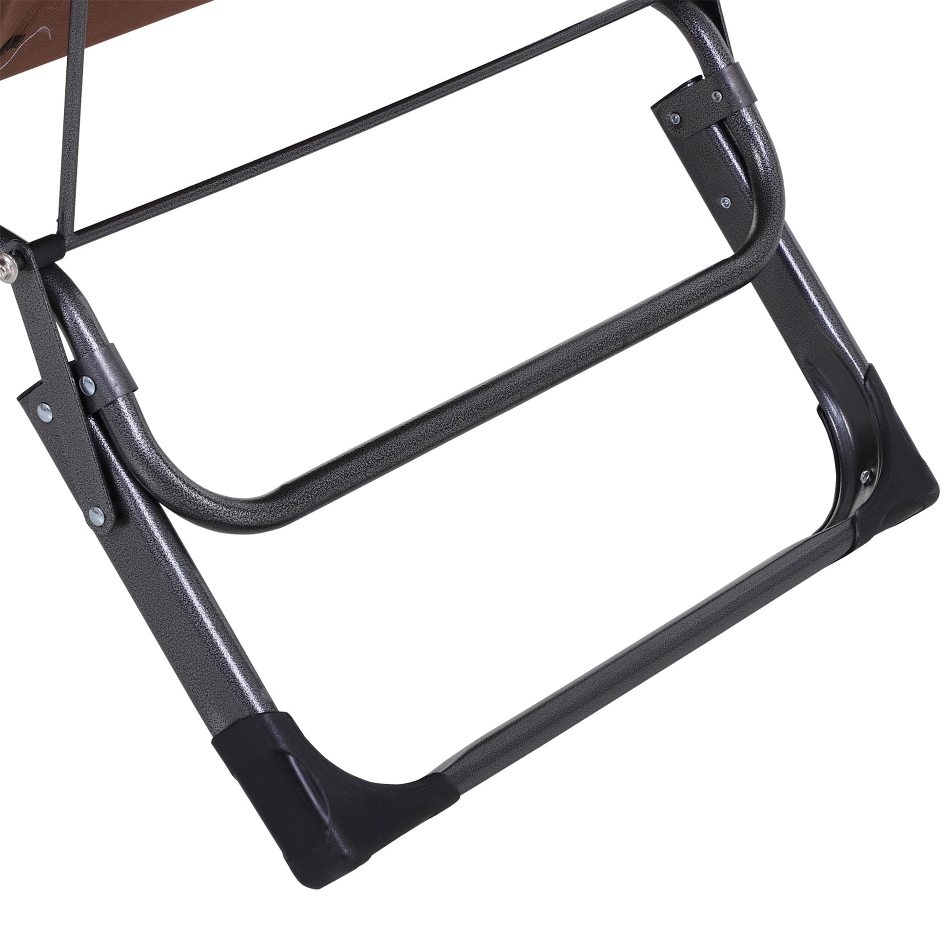 Folding Chaise Lounge - Brown Metal, 2-in-1 Tanning Chair for Outdoor