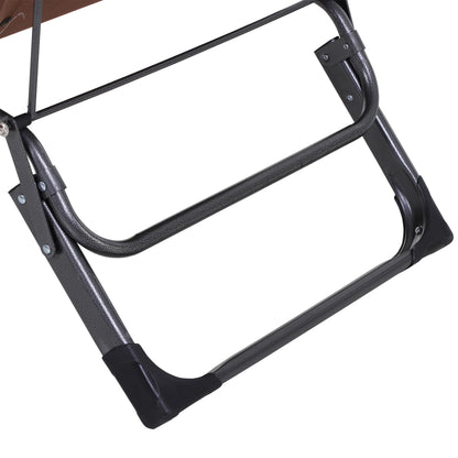 Folding Chaise Lounge - Brown Metal, 2-in-1 Tanning Chair for Outdoor