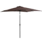 Outsunny 9' x 7' Solar Umbrella, LED Lighted Patio Umbrella for Table or Base with Tilt & Crank, Outdoor Umbrella for Garden, Deck, Backyard, Pool, Beach, Brown