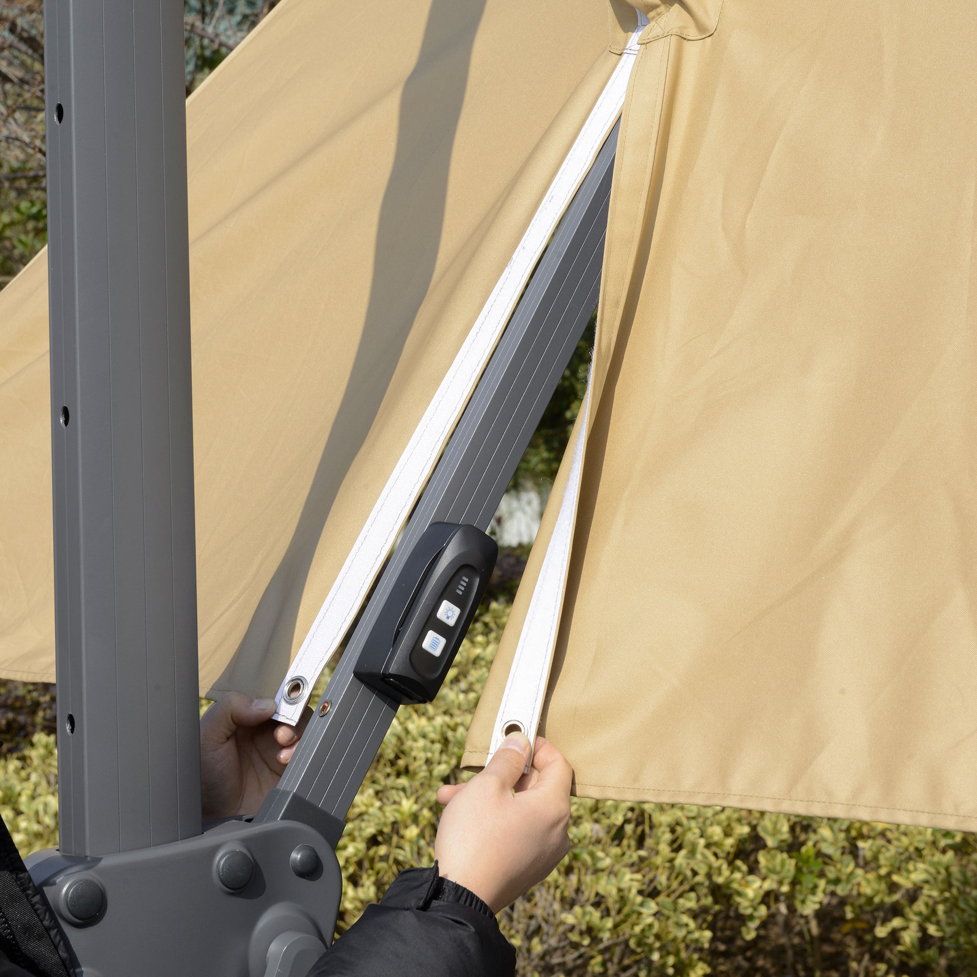 10FT Cantilever Patio Umbrella with Solar Lights
