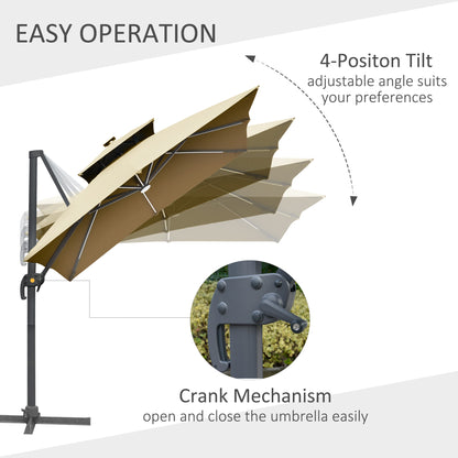 10FT Cantilever Patio Umbrella with Solar Lights