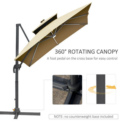 10FT Cantilever Patio Umbrella with Solar Lights