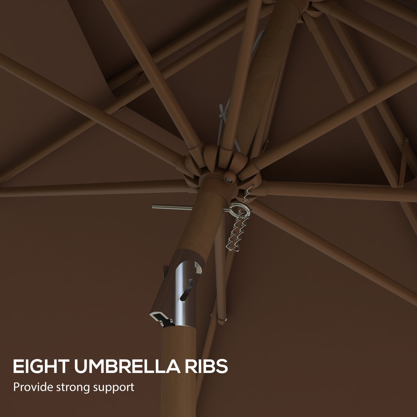 8.8 Foot Brown Patio Umbrella - Wind Resistant Shade