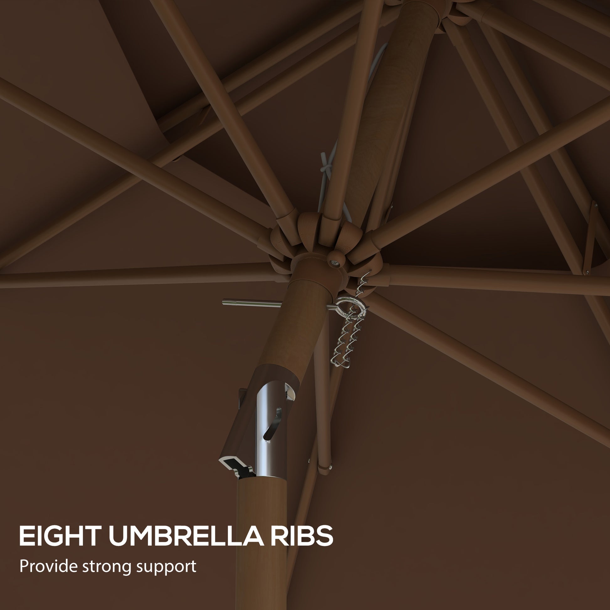 8.8 Foot Brown Patio Umbrella - Wind Resistant Shade