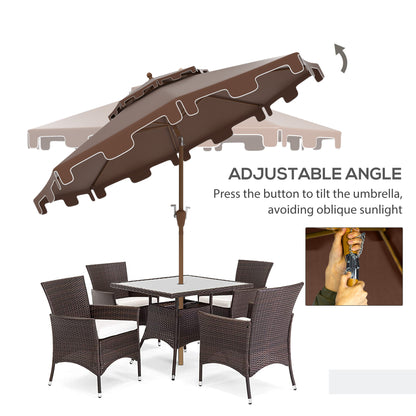 8.8 Foot Brown Patio Umbrella - Wind Resistant Shade