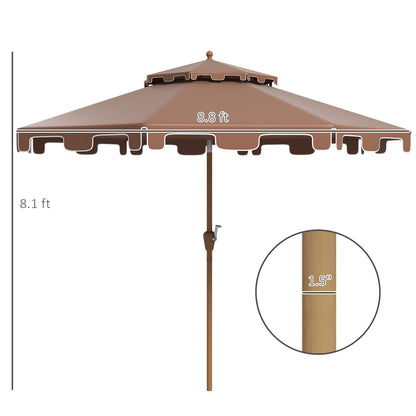 8.8 Foot Brown Patio Umbrella - Wind Resistant Shade