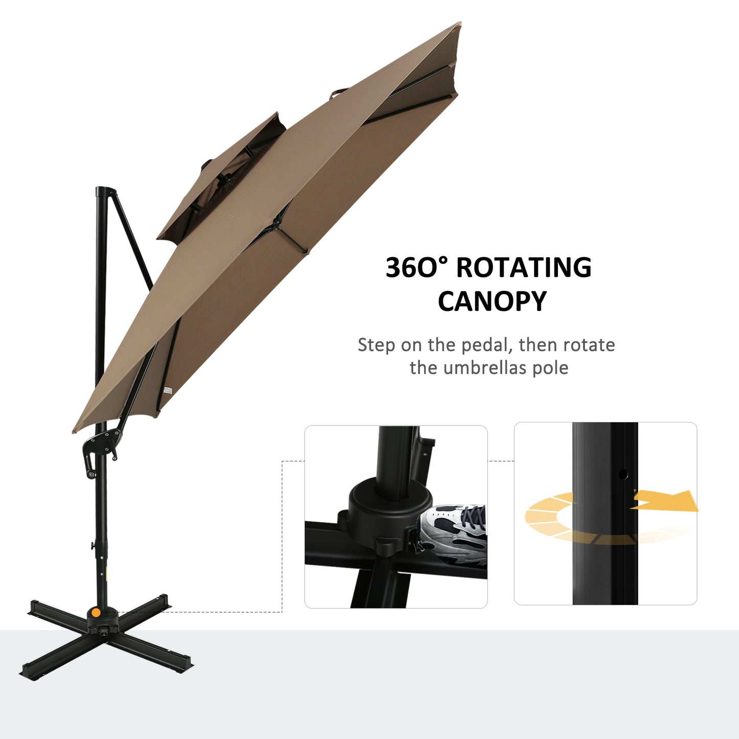 10ft Offset Patio Umbrella with Base - Coffee Steel