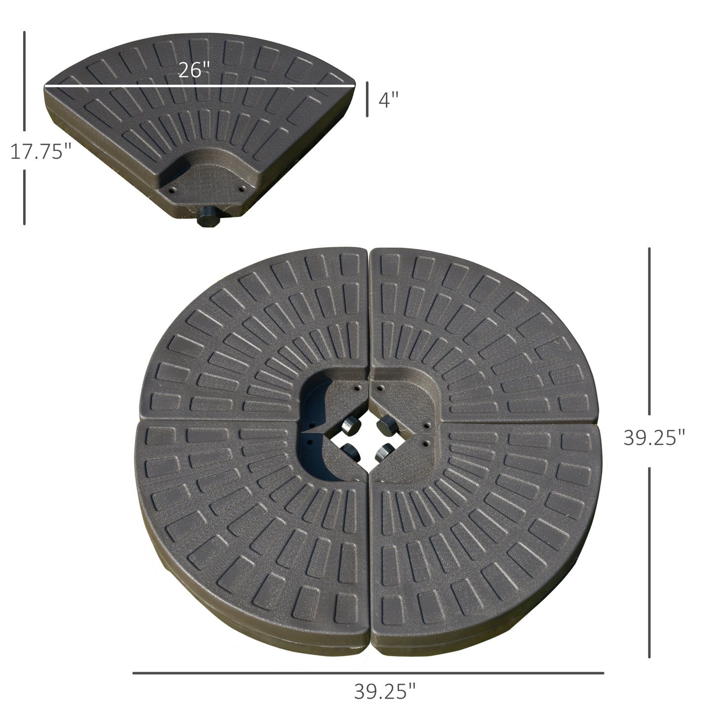 Coffee Cantilever Umbrella Base - 4 Piece Outdoor Weight