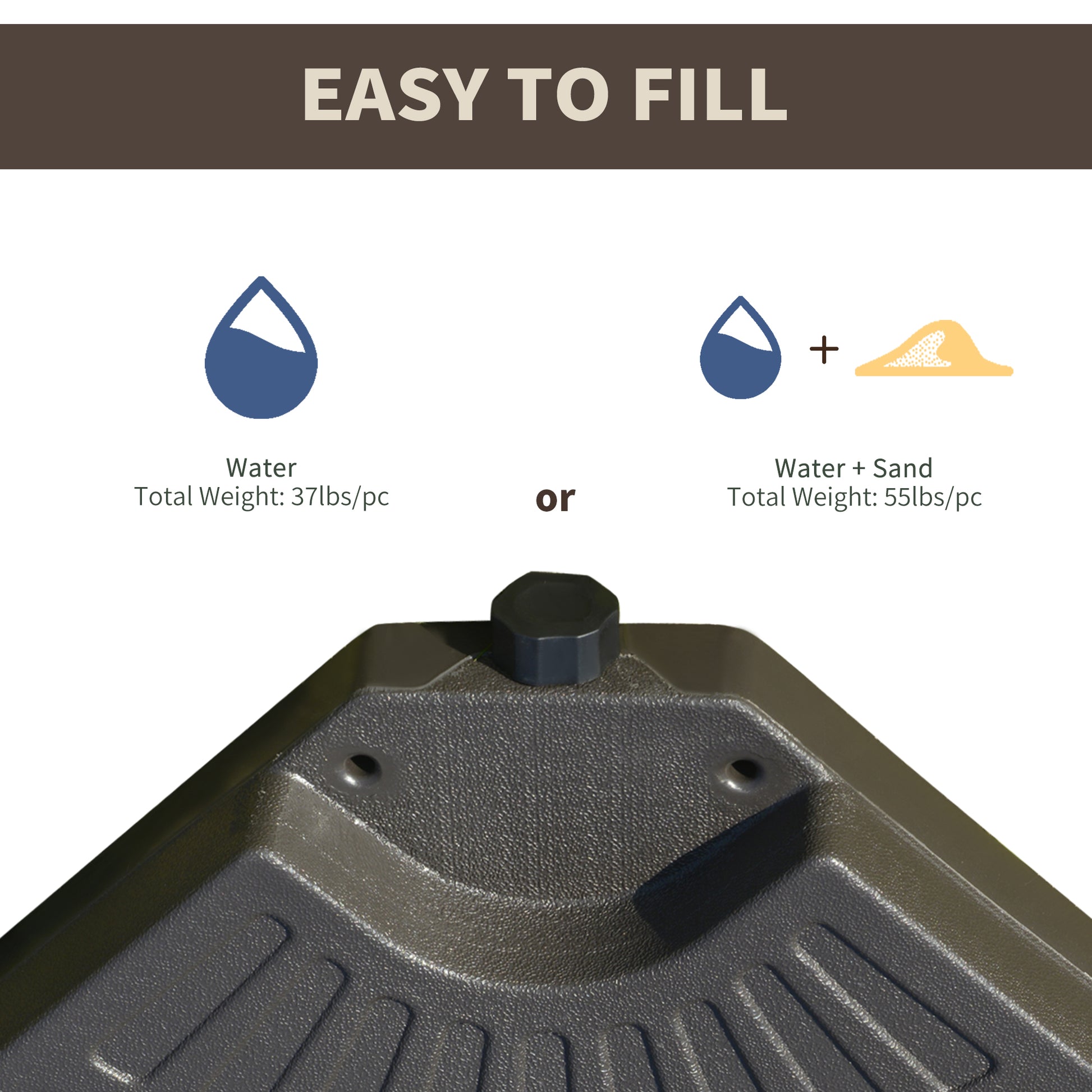 Coffee Cantilever Umbrella Base - 4 Piece Outdoor Weight