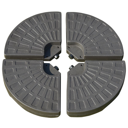 Outsunny 4 Pieces Cantilever Patio Umbrella Base, Fan Shaped Umbrella Weight w/ Built-In Handles & Rugged Material, 148 lbs Water and 220 lbs Water and Sand, Coffee