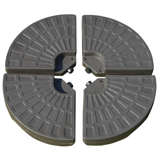 Outsunny 4 Pieces Cantilever Patio Umbrella Base, Fan Shaped Umbrella Weight w/ Built-In Handles & Rugged Material, 148 lbs Water and 220 lbs Water and Sand, Coffee