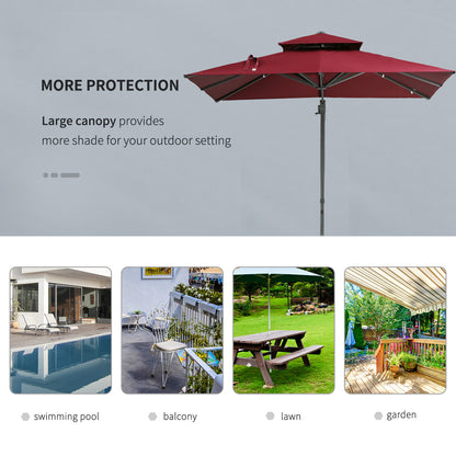Outsunny 10ft Offset Patio Umbrella - Red Aluminum Base