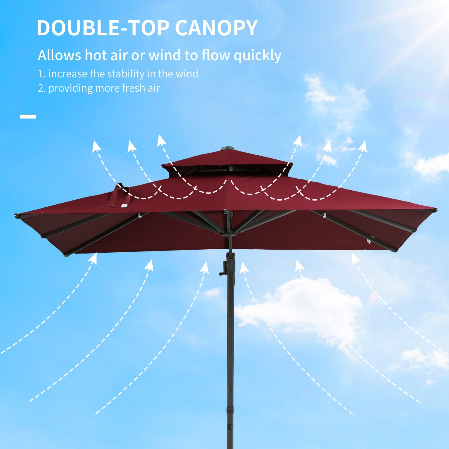 Outsunny 10ft Offset Patio Umbrella - Red Aluminum Base