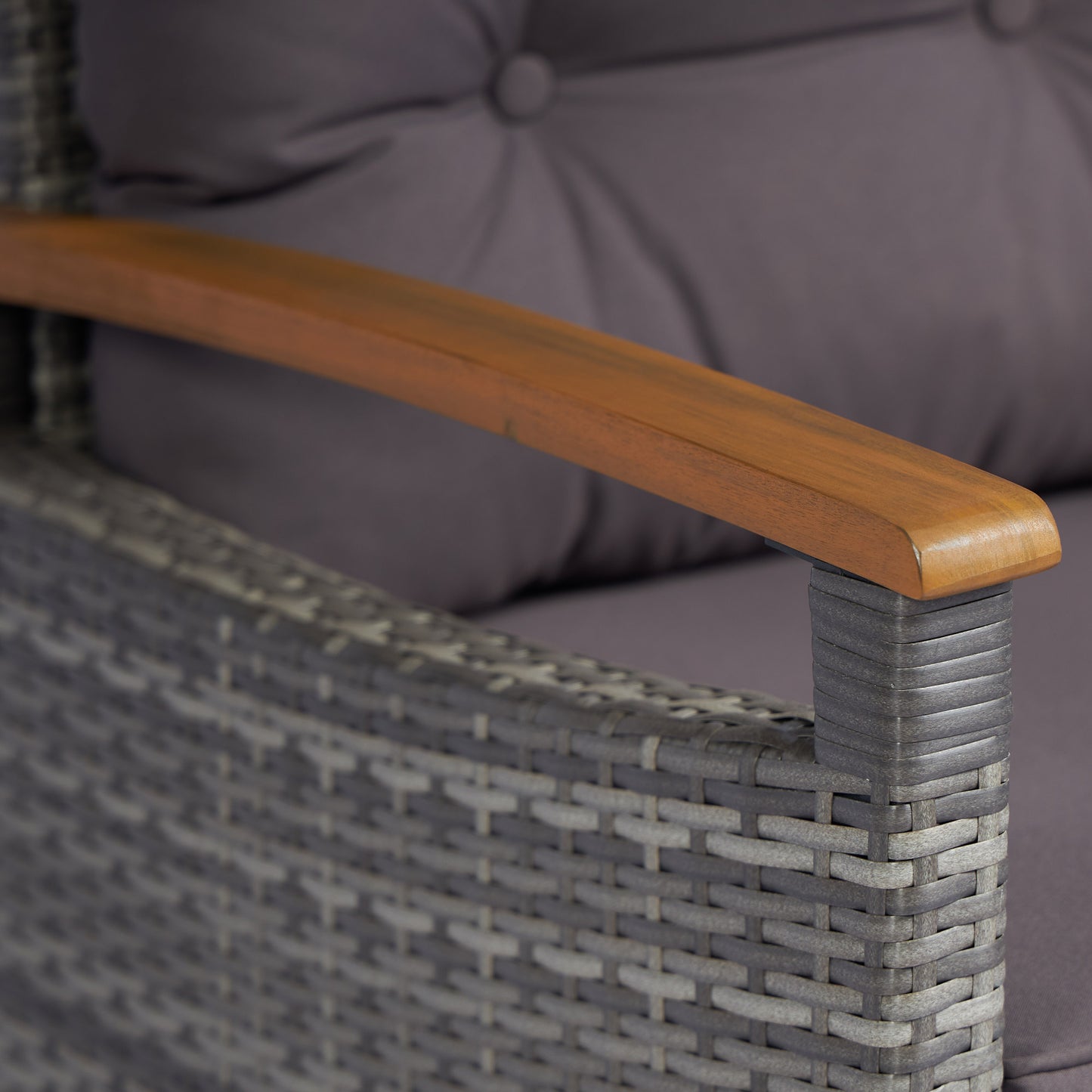 Gray Rattan Patio Bistro Set for Porch and Garden