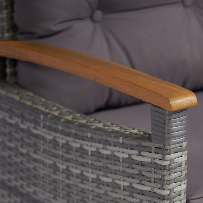 Gray Rattan Patio Bistro Set for Porch and Garden