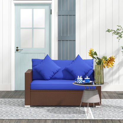 Dark Blue Rattan Outdoor Loveseat for Poolside or Garden