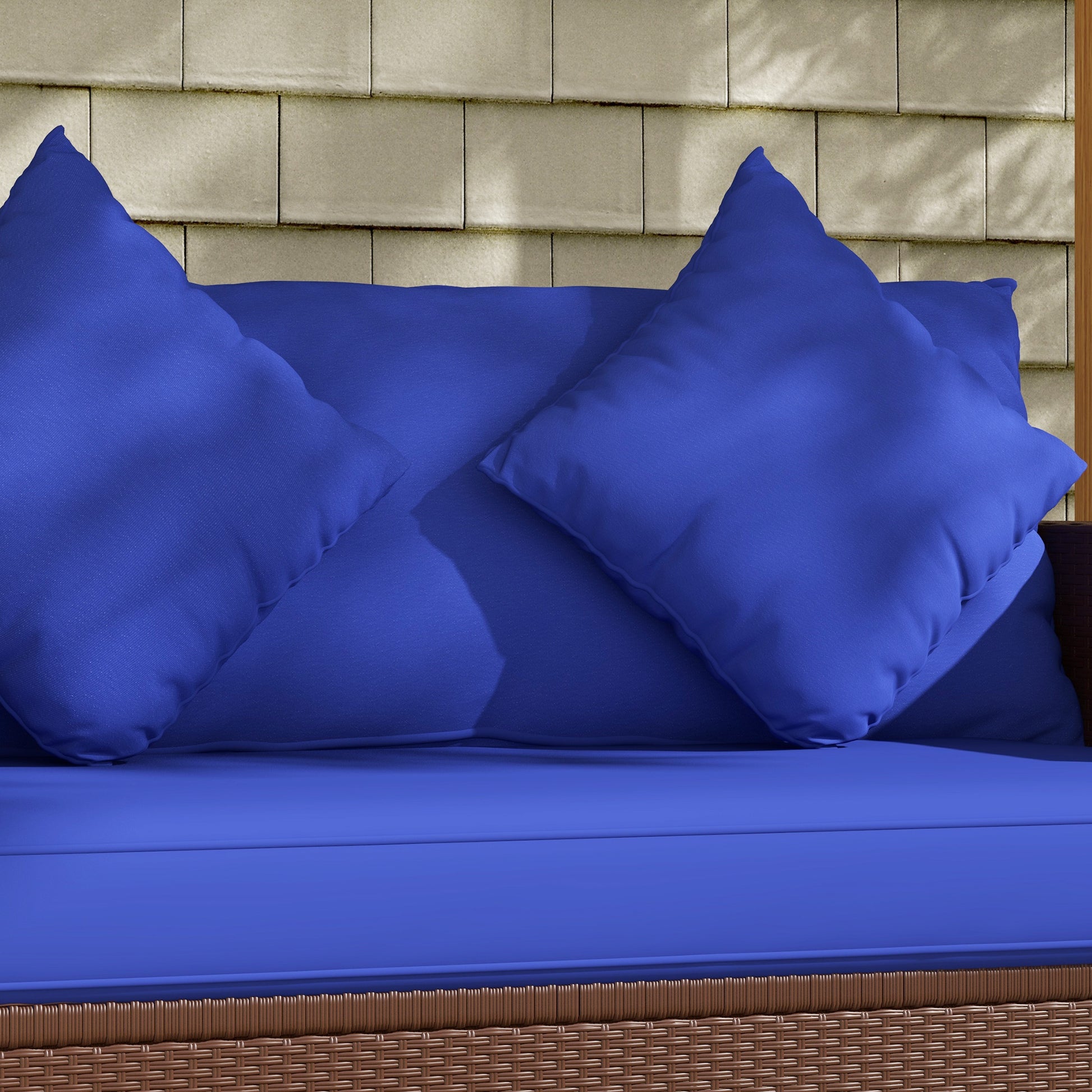 Dark Blue Rattan Outdoor Loveseat for Poolside or Garden