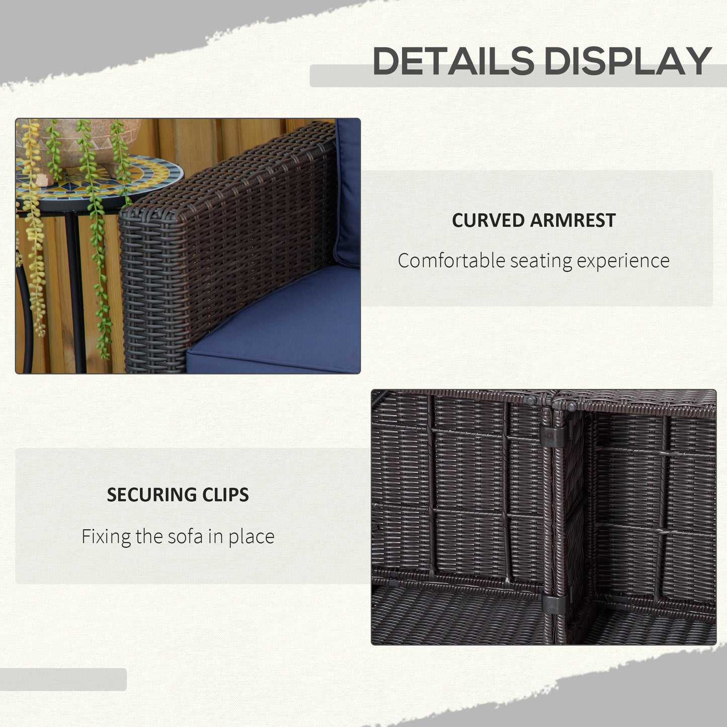 Blue Rattan Corner Sofa Set - 2 Piece Patio Loveseat