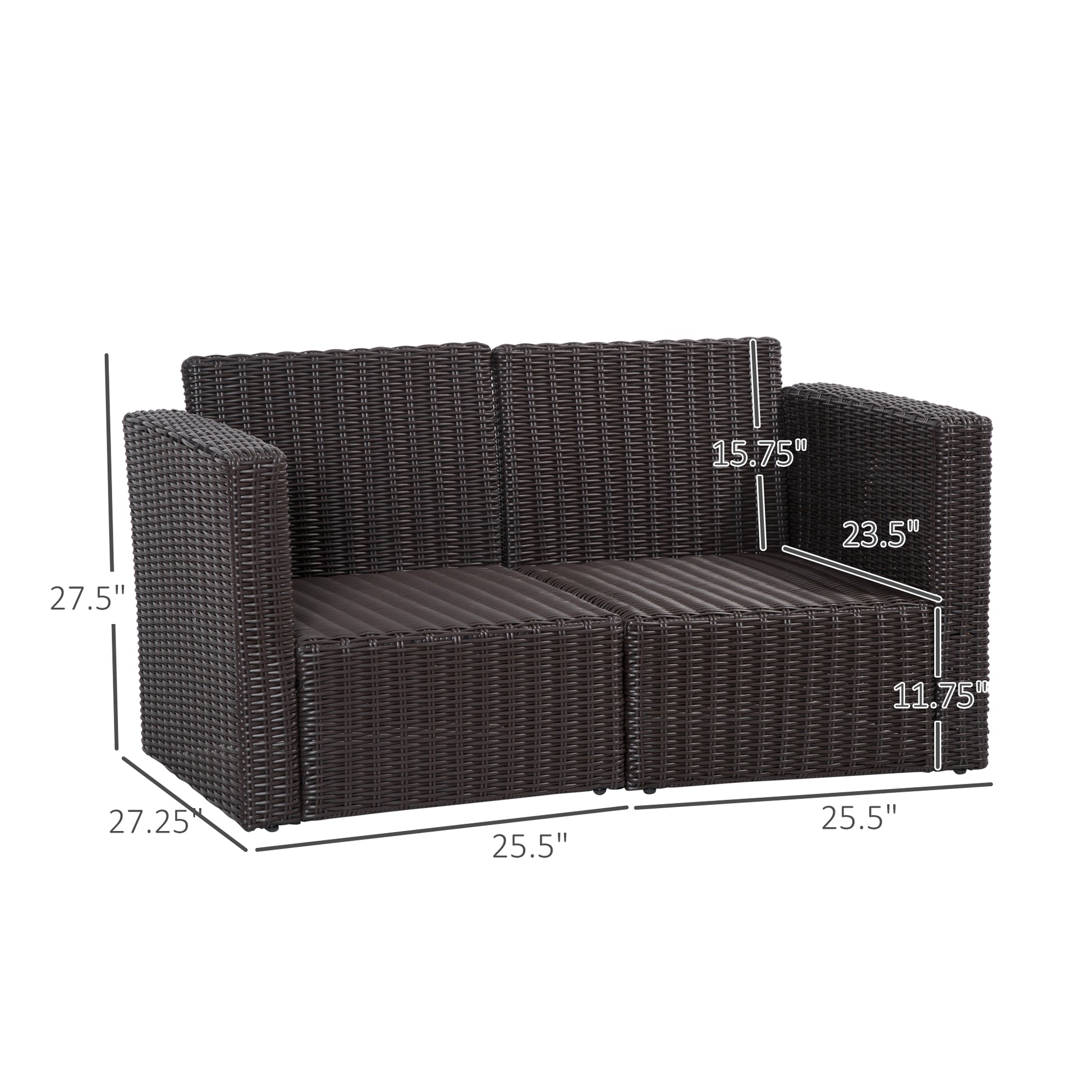 Blue Rattan Corner Sofa Set - 2 Piece Patio Loveseat