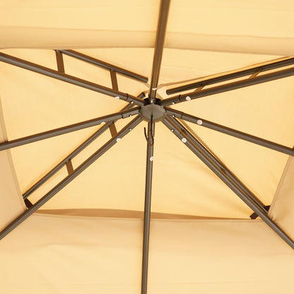 Outsunny 10' x 12' Patio Gazebo - Steel Frame, Beige & Brown Canopy
