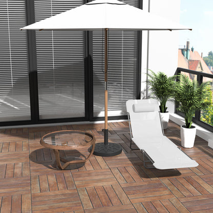 Cream White Steel Folding Chaise Lounge Chair - Outdoor Pool Sun Chair