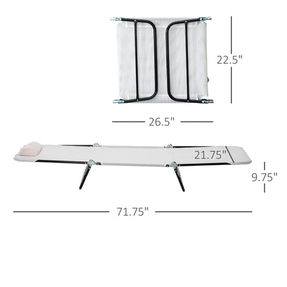 Cream White Steel Folding Chaise Lounge Chair - Outdoor Pool Sun Chair