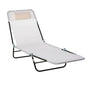 Outsunny Folding Chaise Lounge Chair, Pool Sun Tanning Chair, Outdoor Lounge Chair with Reclining Back, Breathable Mesh Seat, Headrest for Beach, Yard, Patio, Cream White