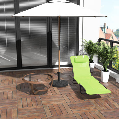 Green Steel Folding Chaise Lounge Chair - Outdoor Pool Sun Chair