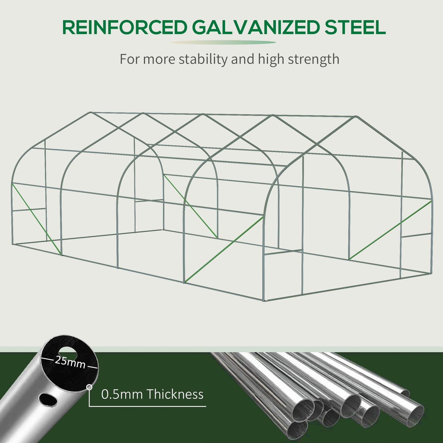 White Steel Walk-in Greenhouse for Garden Plant Nursery and Outdoor Growing