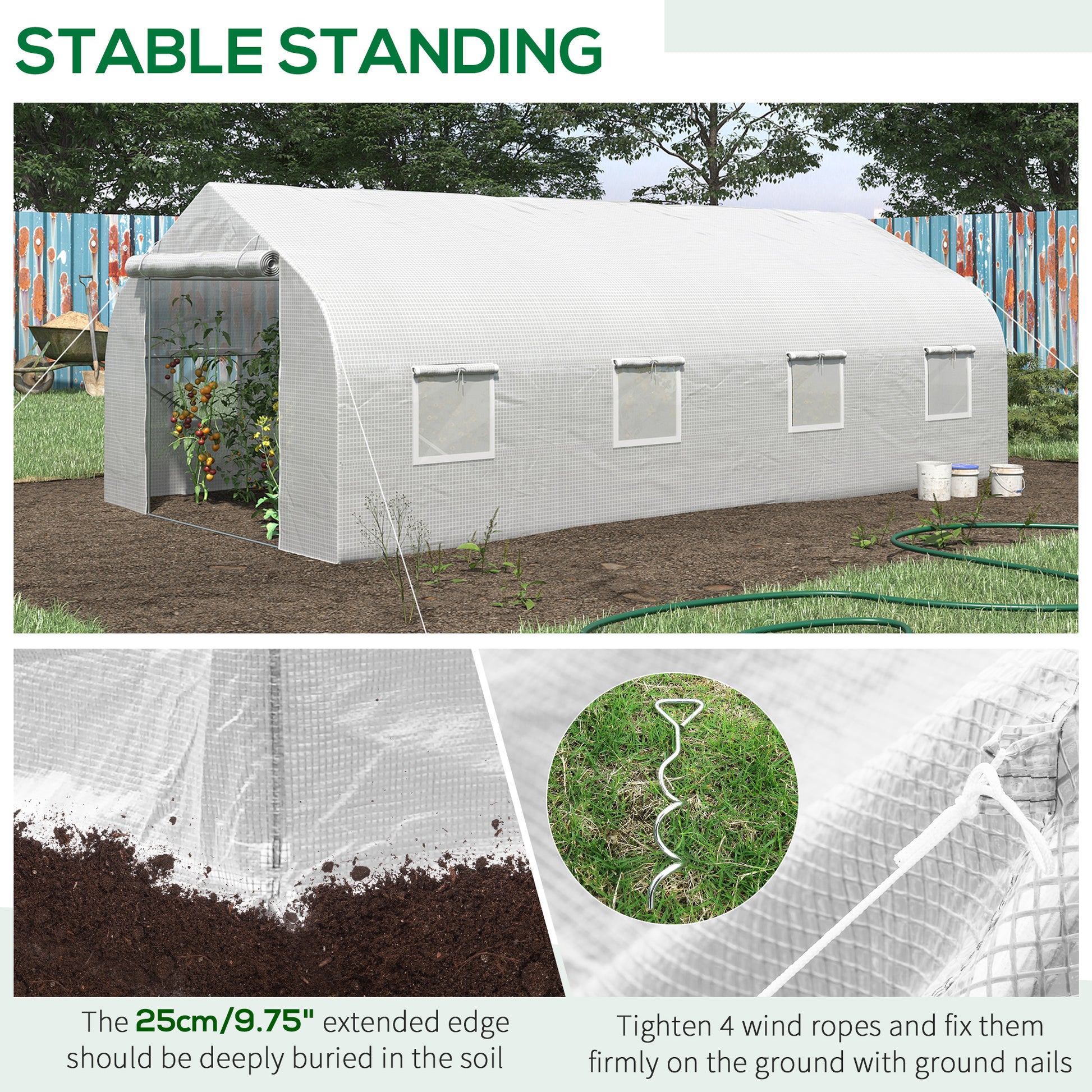 White Steel Walk-in Greenhouse for Garden Plant Nursery and Outdoor Growing
