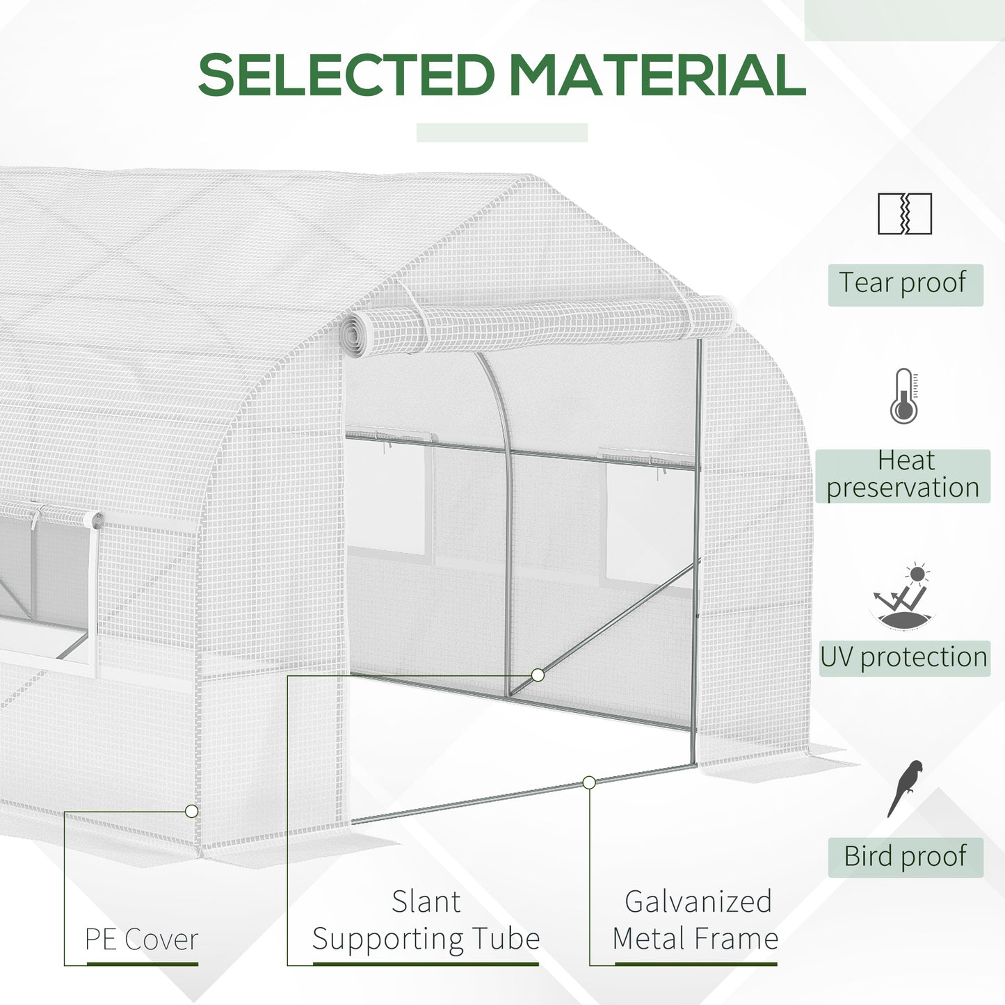 White Steel Walk-in Greenhouse for Garden Plant Nursery and Outdoor Growing