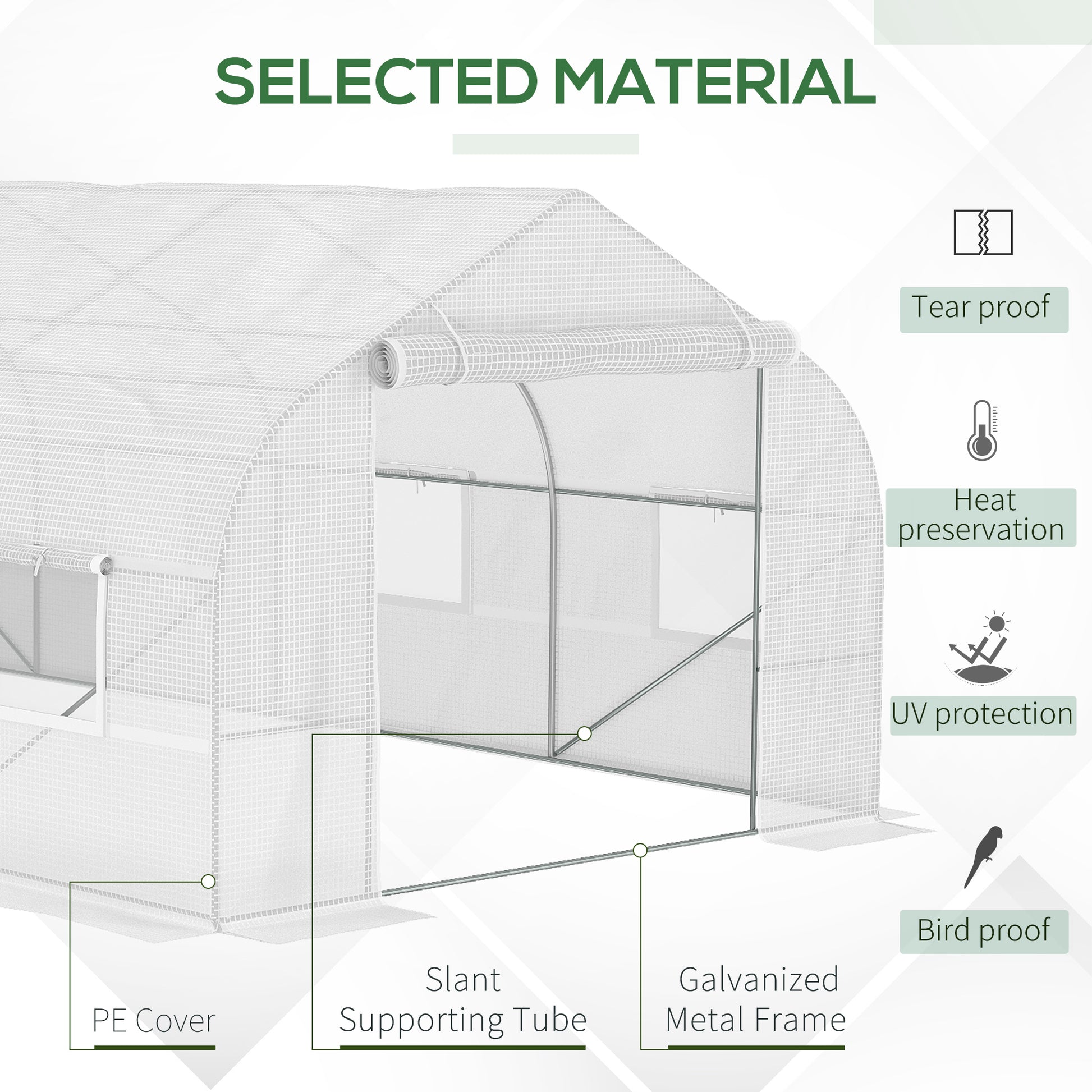 White Steel Walk-in Greenhouse for Garden Plant Nursery and Outdoor Growing