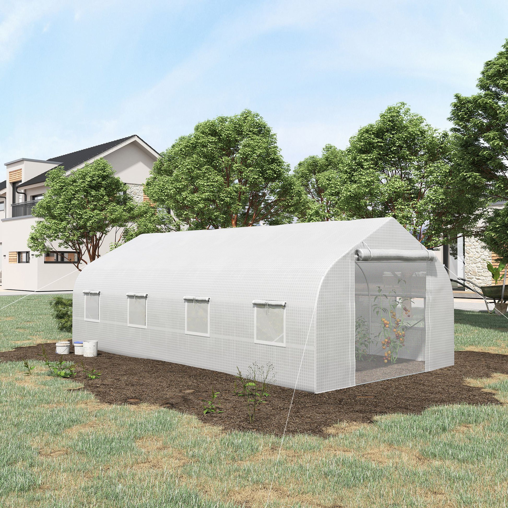 White Steel Walk-in Greenhouse for Garden Plant Nursery and Outdoor Growing
