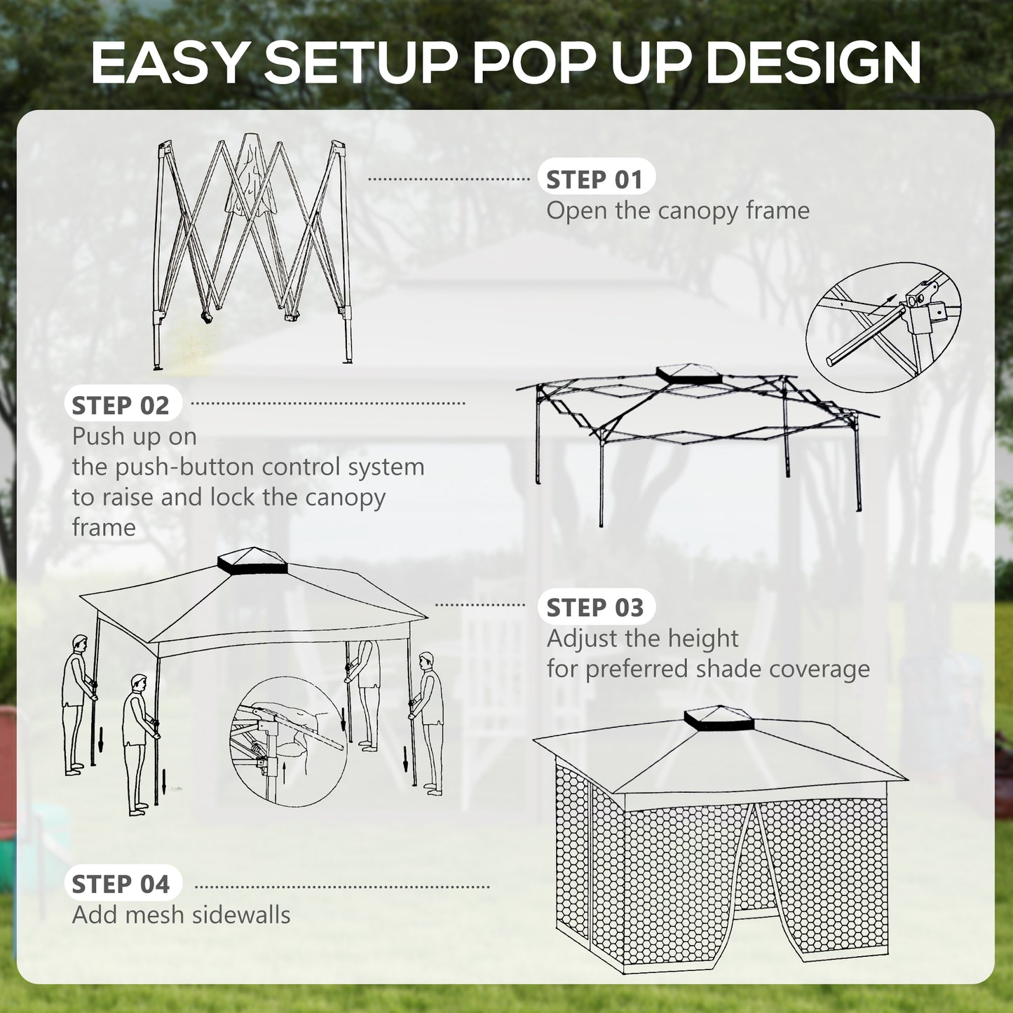 11' x 11' Pop Up Patio Gazebo - Outdoor Shade Shelter