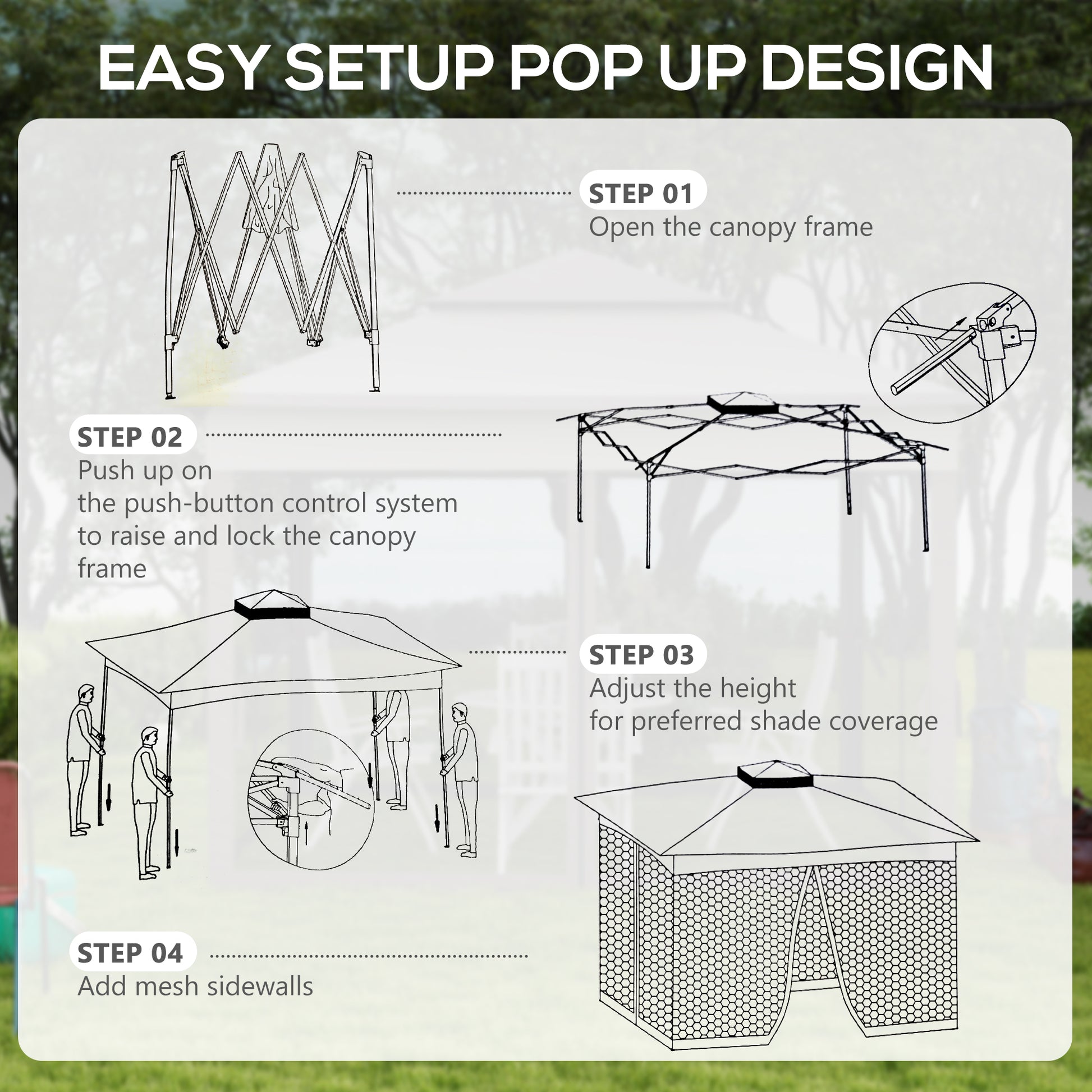11' x 11' Pop Up Patio Gazebo - Outdoor Shade Shelter