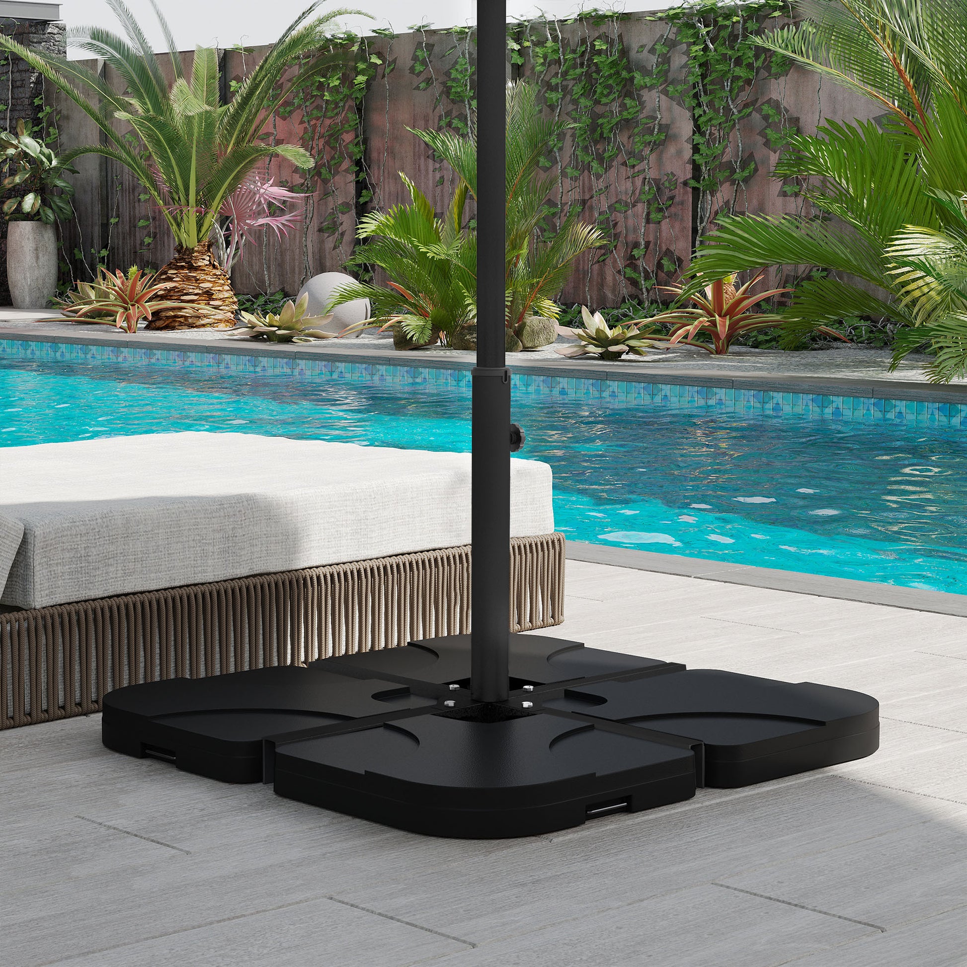 Black Steel Outdoor Market Umbrella Base for Patio & Garden Use