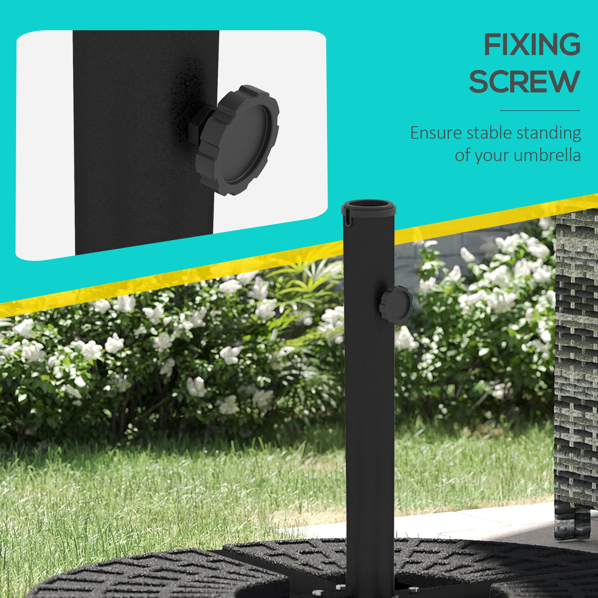 Black Steel Outdoor Market Umbrella Base for Patio & Garden Use