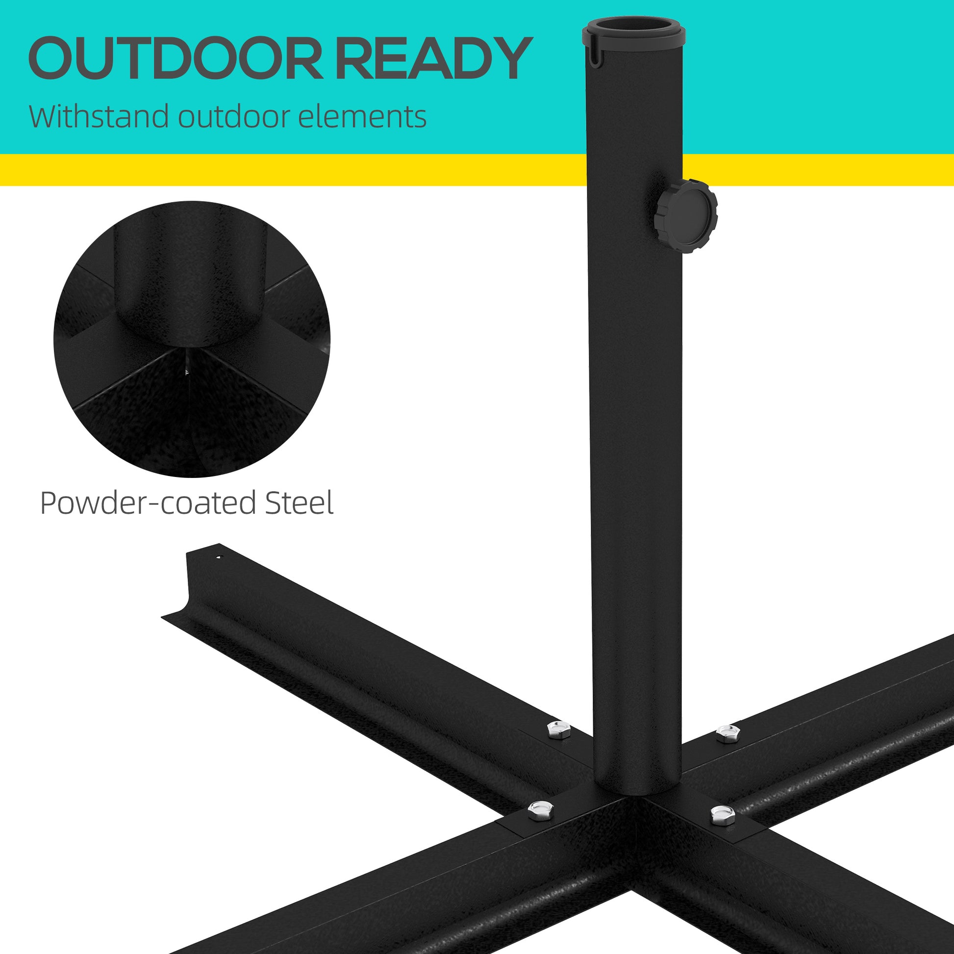 Black Steel Outdoor Market Umbrella Base for Patio & Garden Use
