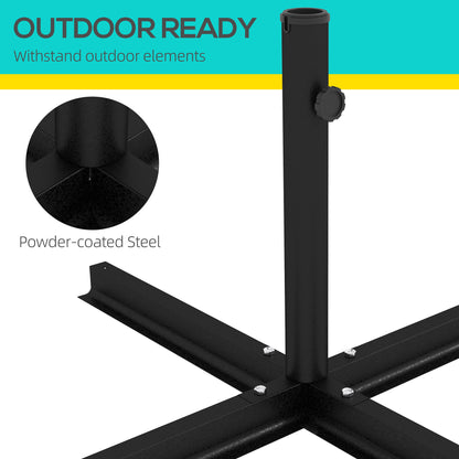 Black Steel Outdoor Market Umbrella Base for Patio & Garden Use