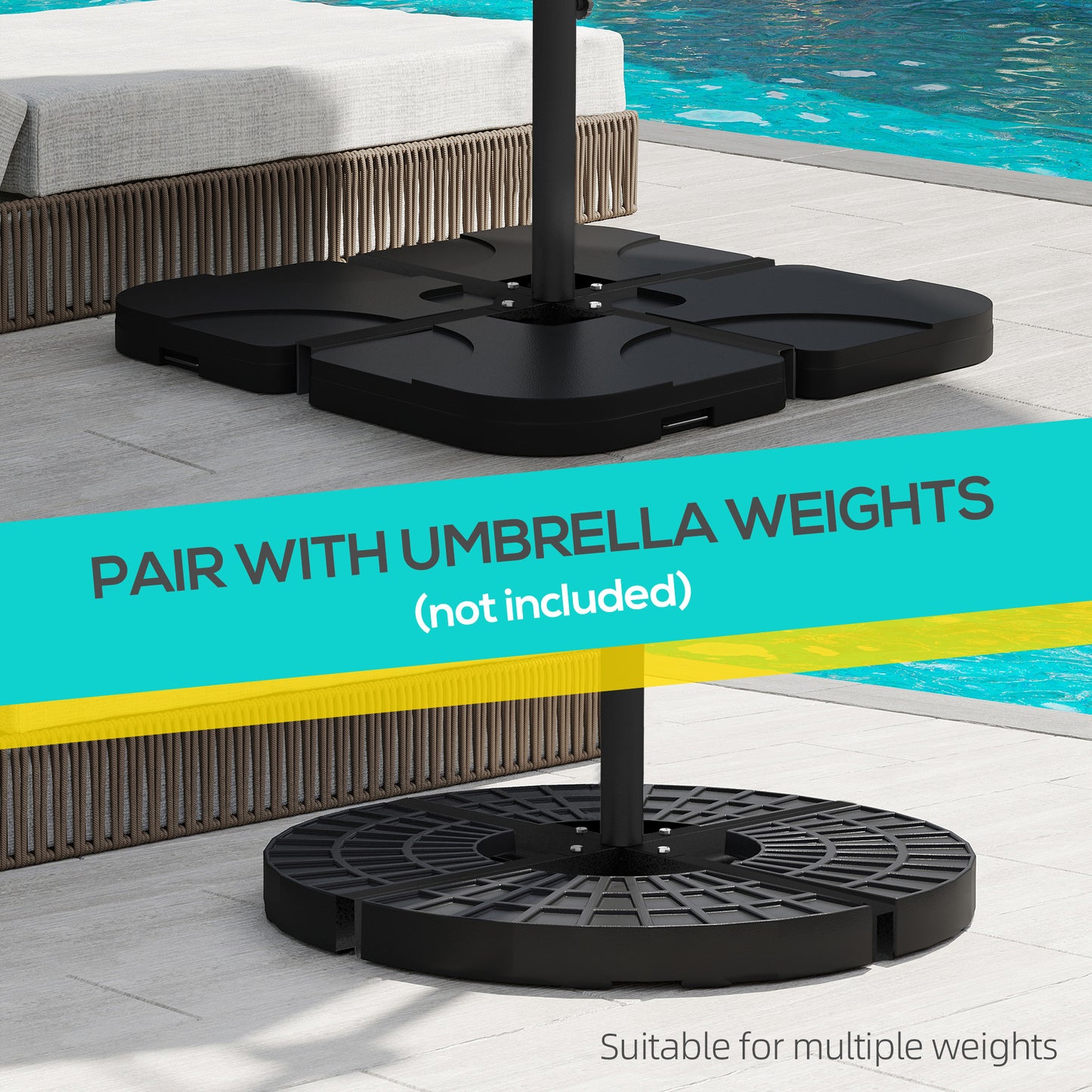 Black Steel Outdoor Market Umbrella Base for Patio & Garden Use