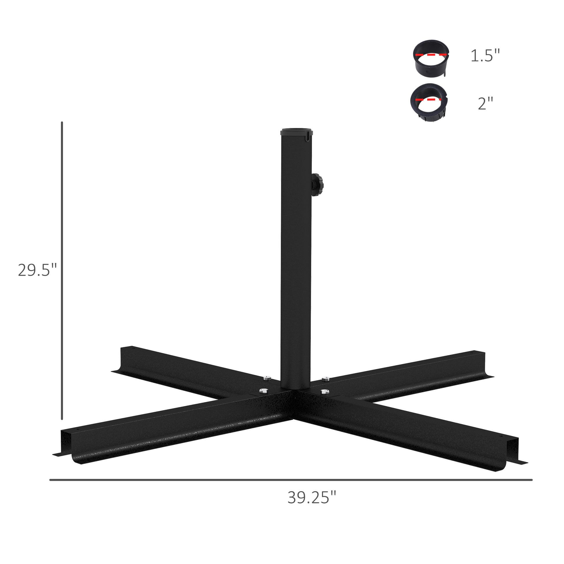 Black Steel Outdoor Market Umbrella Base for Patio & Garden Use