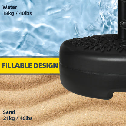 Black Plastic Half Umbrella Base for Garden & Poolside Patio