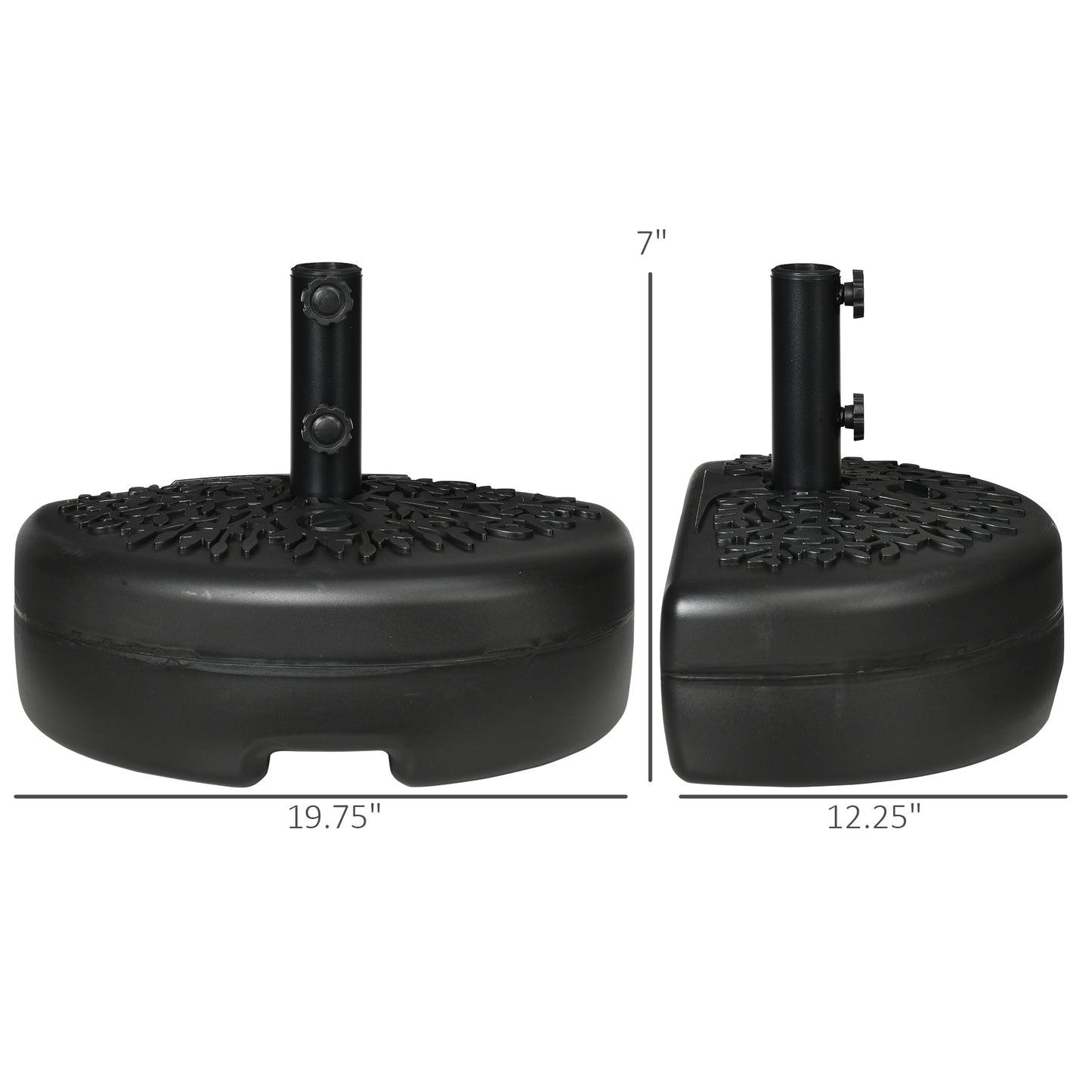 Black Plastic Half Umbrella Base for Garden & Poolside Patio