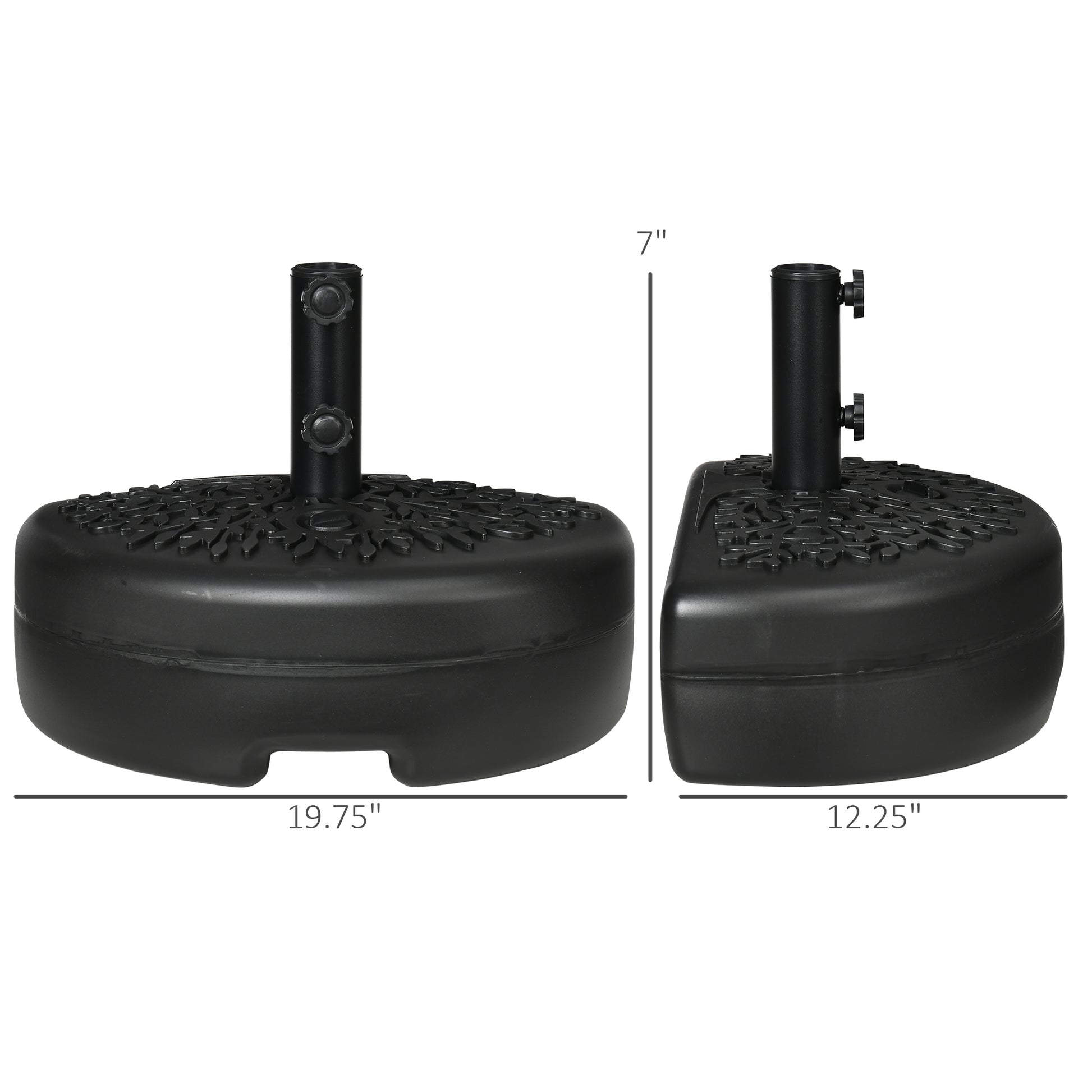 Black Plastic Half Umbrella Base for Garden & Poolside Patio