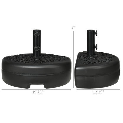 Black Plastic Half Umbrella Base for Garden & Poolside Patio