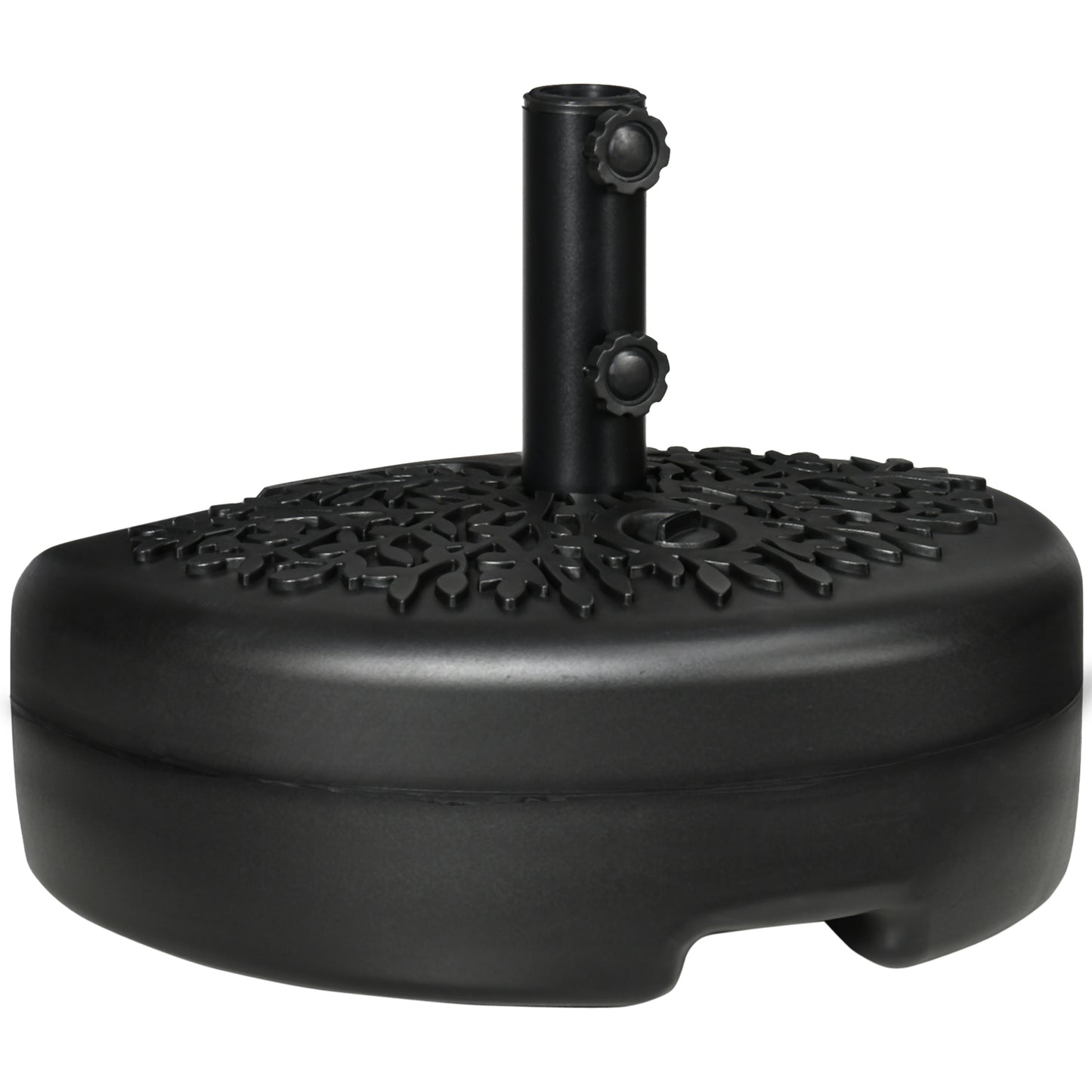 Outsunny Half Round Umbrella Base, Sand or Water Filled Half Patio Umbrella Stand Holder for Lawn, Deck, Backyard and Garden, 40lb Capacity Water or 46lb Capacity Sand, Fit 1.5"or 2" Pole, Black